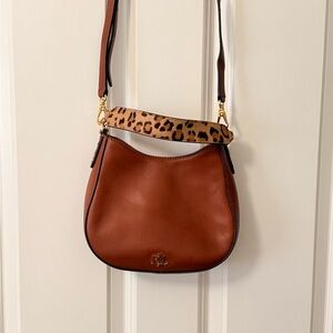Ralph Lauren Tan Crossbody Bag with Leopard Accent
